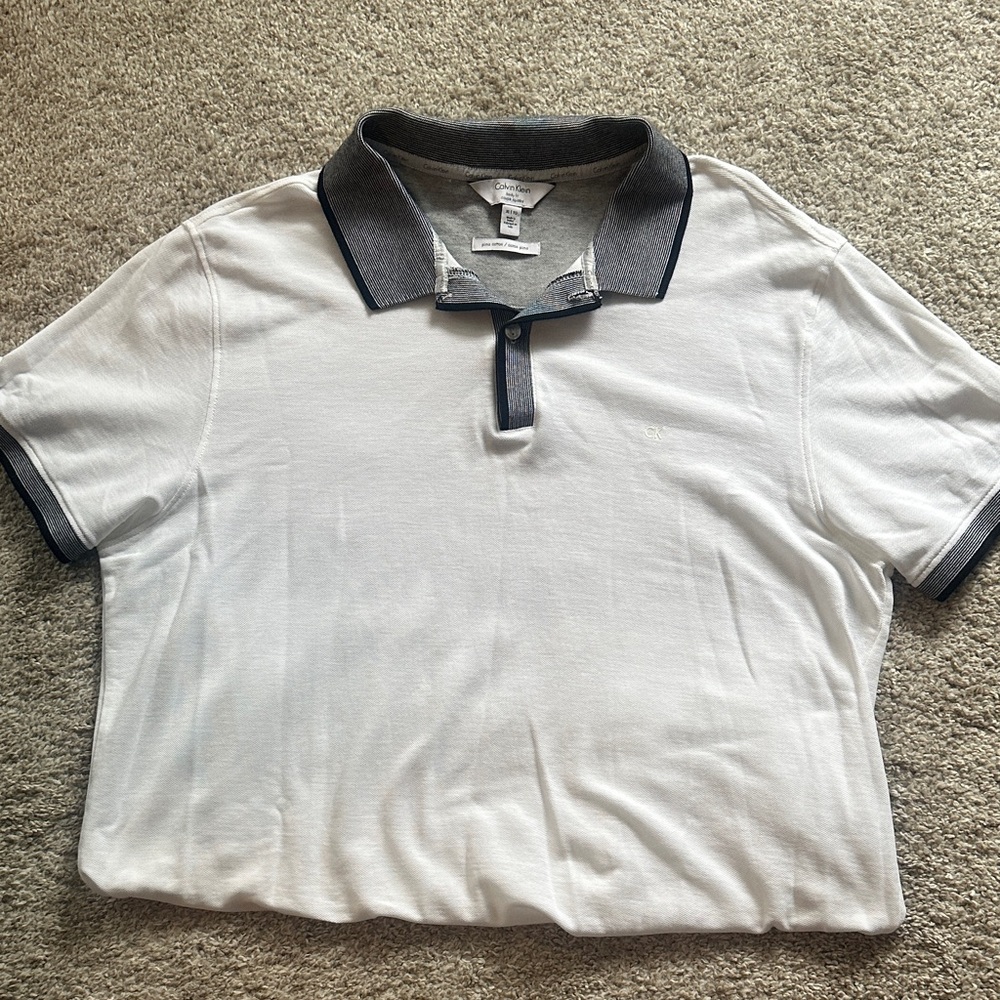 Calvin Klein White Polo with Black Trim
